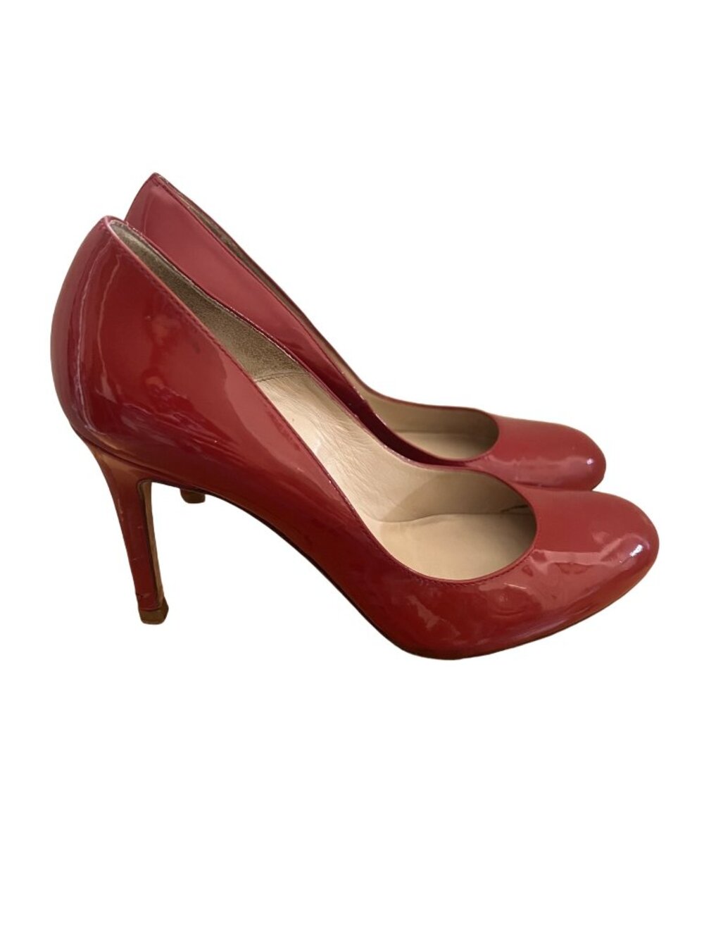 L.K. Bennett Size 8 Red Stila Patent Leather Stiletto Pumps Round Toe Heels